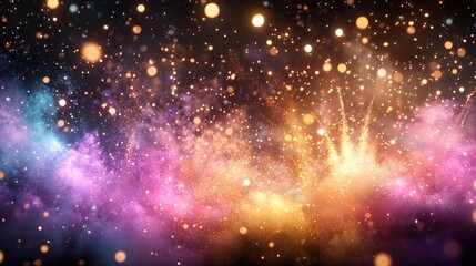 Obraz premium Vibrant Colorful Abstract Background with Light Particles and Bokeh