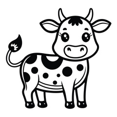 Fototapeta premium cute cow vector black illustration