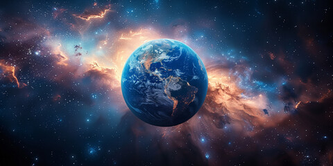 Earth in space background. Generated AI