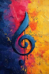 Colorful music note with paintbrush strokes and vibrant splashes
