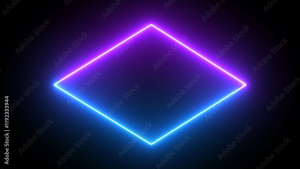 Canvas Prints abstract bright neon rectangle border frame on black background. 3d illustration rendering. neon fra