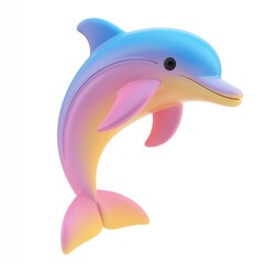 Pastel rainbow dolphin leaping. © Nurul