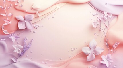 Obraz premium Serene Pastel Floral Arrangement: A Dreamy 3D Render of Delicate Flowers and Soft Waves