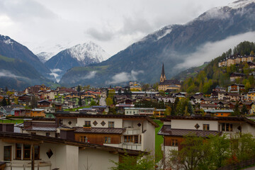 Townscape of Ischgl a town in the Paznaun Valley province of Tyrol Austria