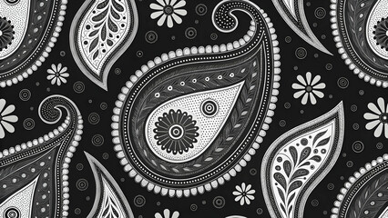 seamless paisley pattern a modern black and white.