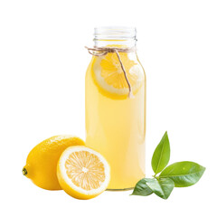 Refreshing Homemade Lemonade in Glass Jar on transparent background.