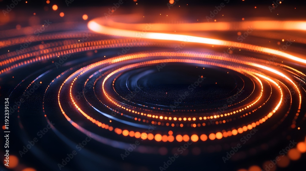 Poster dynamic light patterns abstract digital art creative visuals dark environment close-up view motion a
