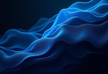 Fototapeta premium Mesmerizing Black and Sapphire Blue Gradient Background with Geometric Shapes, Wavy Lines, and a Touch of Neon Brightness