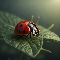 Fototapeta premium Ladybug or ladybird vector graphic illustration, isolated. Cute simple flat design of black and red lady beetle.