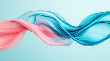 Naklejka premium Blurred abstract background concept. Soft and flowing fabric waves in pink and blue against a serene background.