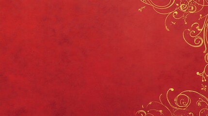 Red Background With Golden Floral Design