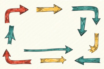 Collection of whimsical hand-drawn vector arrow marks , doodle, path, clipart