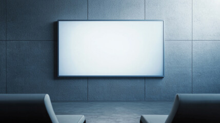blank screen on high tech digital wall in modern airport lounge