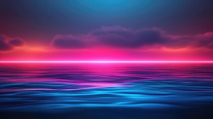 Obraz premium Cloudy abstract background idea. Vibrant sunset over calm water, showcasing beautiful hues of pink and blue.