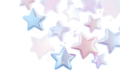 Obraz premium 3d chrome stars white background, Generative AI