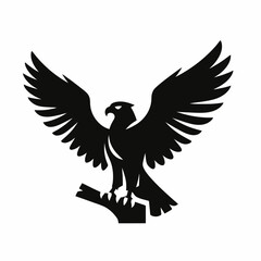 Fototapeta premium very simple flat and minimalist Hawk silhouette in black on a white background