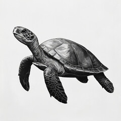 Obraz premium Elegant Black and White Sea Turtle Painting