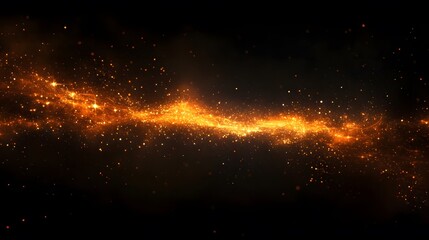 Dynamic cosmic explosion of golden stardust universe abstract art dark space wide angle celestial energy