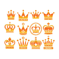Crown icon vector set on a  with white background