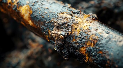 Fototapeta premium Close-up of Corroded Metal Pipe: A Study in Rust and Texture