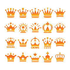 Crown icon vector set on a  with white background