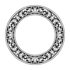 Ornament Engraved floral frame wedding invitation