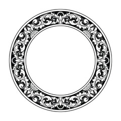 Ornament Engraved floral frame wedding invitation