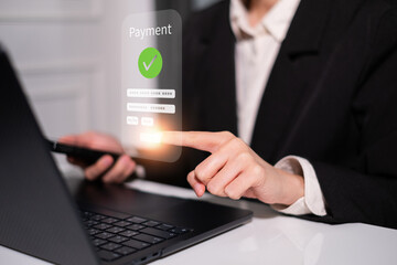 Online smartphone payment e-business technology cyberspace internet finance banking concept
