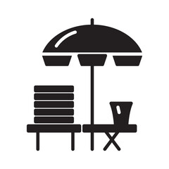 Beach Lounge icon or logo isolated sign symbol vector illustration - high-quality black style vector icons