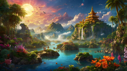 tropical forest at night, ai generated