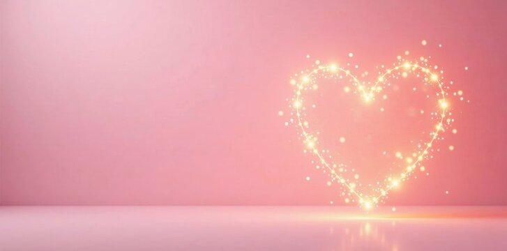 A luminous heart-shaped sparkle design on a soft pink background, perfect for romantic celebrations and affectionate expressions of love and devotion.
