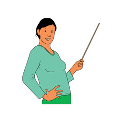 a female teacher is teaching.eps