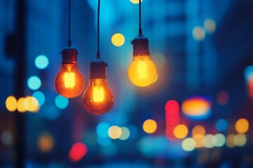 Abstract colorful bokeh lights in a dark blurred background