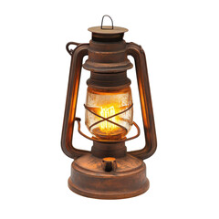 Rustic Lantern: Warm Glowing Light on transparent background.
