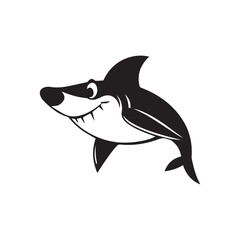 Fototapeta premium Creative Minimalist Shark Logo Design Silhouette Vector Illustration