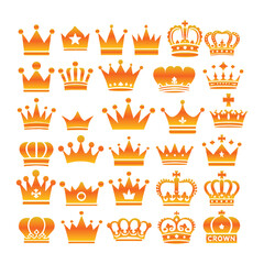 Crown icon vector set on a  with white background