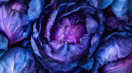 Obraz premium Vibrant Purple Red Cabbage Close Up Macro Shot