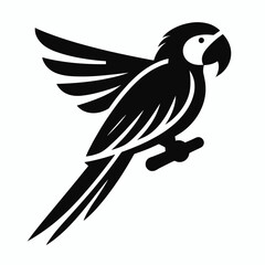 Fototapeta premium very simple flat and minimalist Macaw Hummingbird in black on a white background