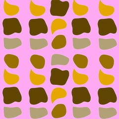 Seamless abstract pattern featuring irregular shapes in earthy tones of mustard yellow, olive green, and beige. Perfect for textiles, wallpapers, or digital design