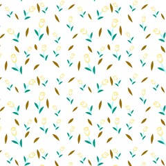 Floral seamless pattern. Flower and leaves illustration. Hand drawn flower and leaves ornament