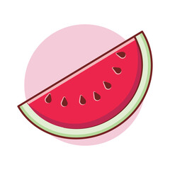 fresh and whole sweet watermelon. Flat style watermelon fruit in summer hand drawn isolated for design. fresh watermelon, red watermelon, Vector illustration