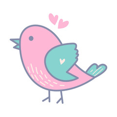 Cute Pink Bird with Hearts Design