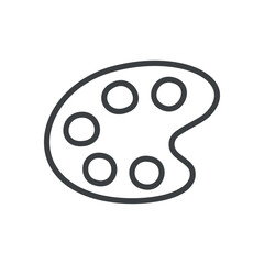 Cute palette icon. Hand drawn monochrome illustration of an art color palette isolated on a white background. Vector 10 EPS.