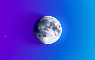 Obraz premium Full Moon with Vibrant Gradient Sky and Stars in Background