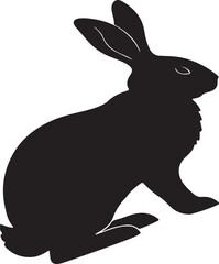 Obraz premium Silhouette of a Sitting Rabbit in Side Profile
