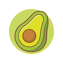 fresh and whole sweeet avocado. Flat style avocado fruit hand drawn isolated for design. Vector illustration