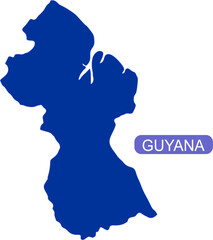 Maps of Guyana outline in solid color