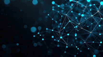 Plexus abstract background idea. Abstract network connections with blue lights on a dark background.