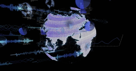 Image of globe and data processing