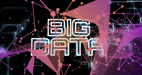 Image of big data text, connections and data processing